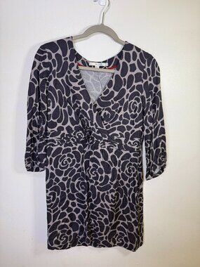 Boden Gray Floral Wrap Dress